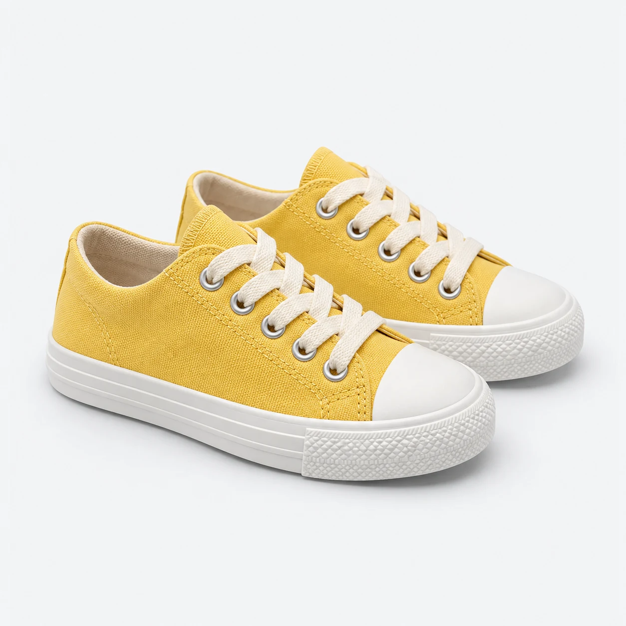 Warm yellow / cream / white Canvas Low-top Sneaker