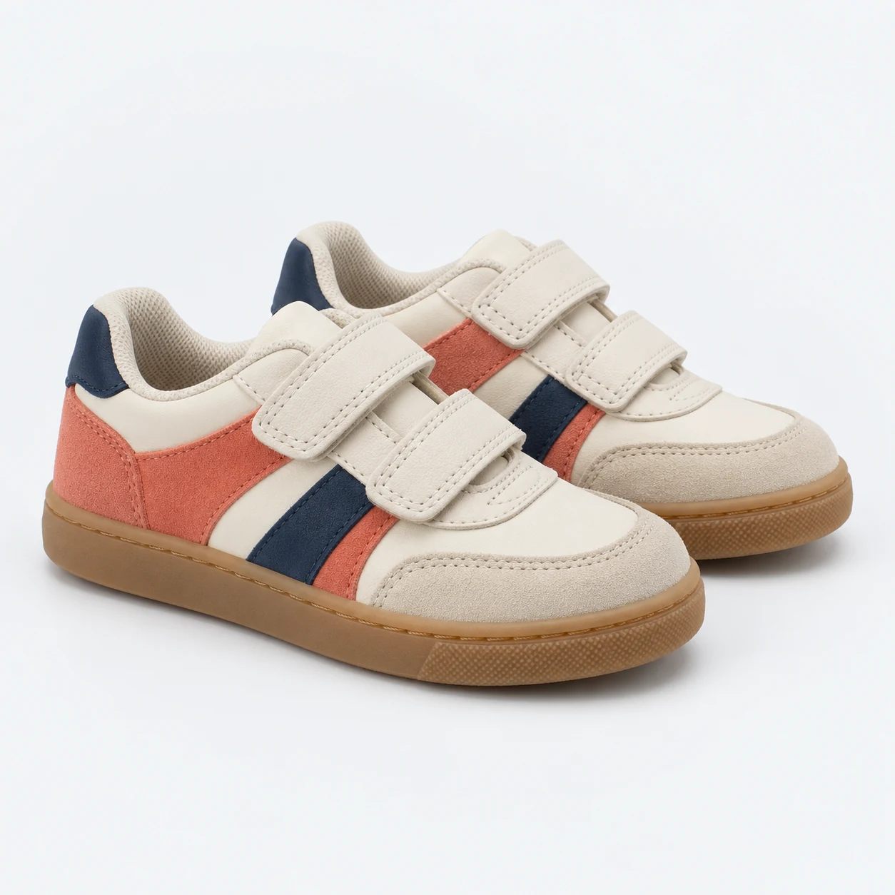 Cream / coral / navy / gum Retro Panel Sneaker